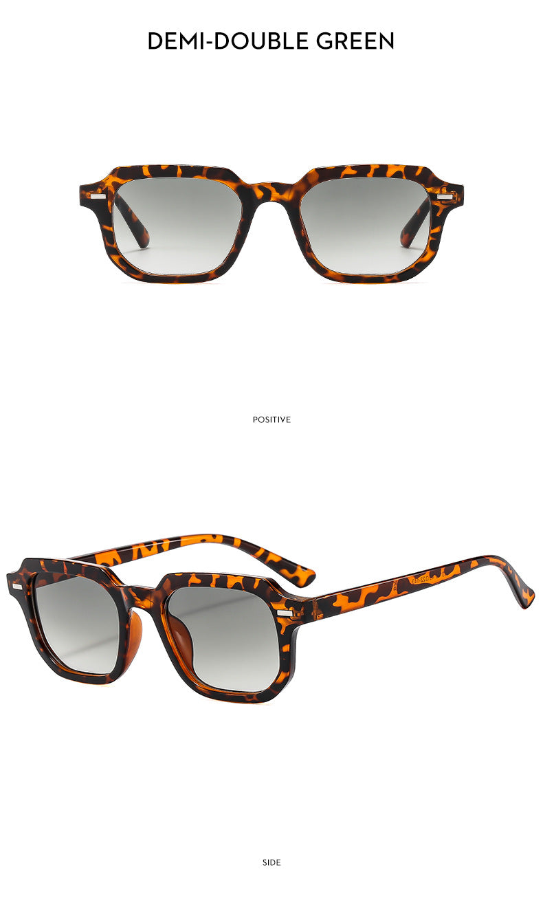 Square Rice Nails New Personality Retro Small Frame Sunglasses Cross Border European and American Men's Hong Kong Style Sunglasses Fashion Suneye