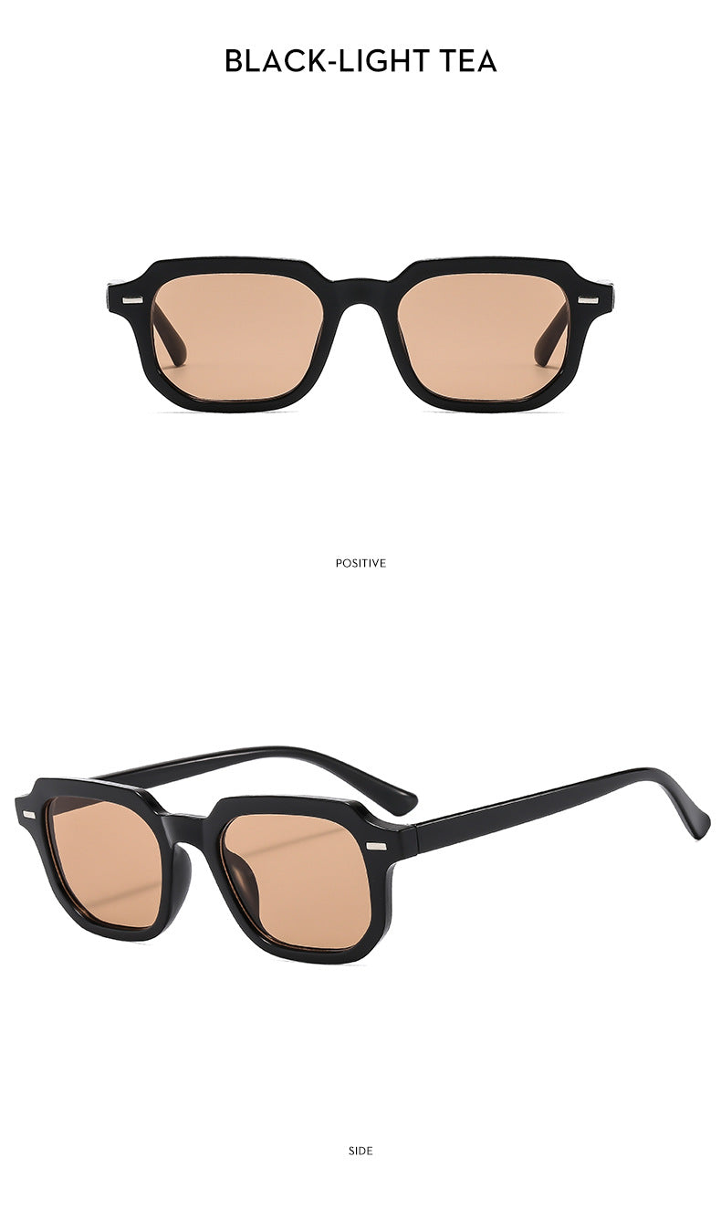 Square Rice Nails New Personality Retro Small Frame Sunglasses Cross Border European and American Men's Hong Kong Style Sunglasses Fashion Suneye