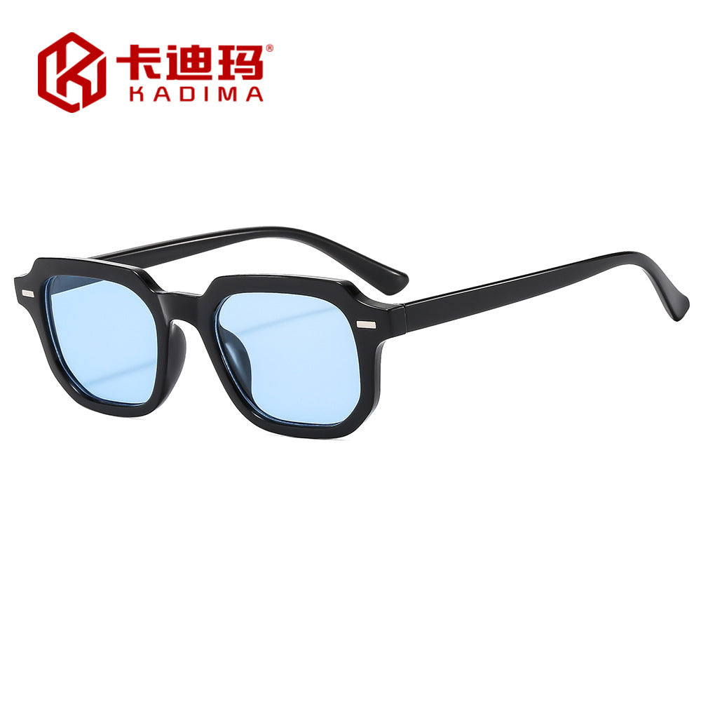 Square Rice Nails New Personality Retro Small Frame Sunglasses Cross Border European and American Men's Hong Kong Style Sunglasses Fashion Suneye