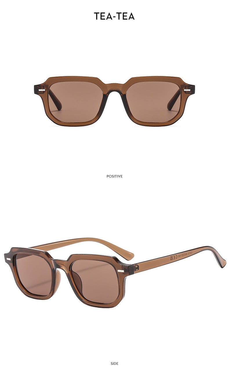 Square Rice Nails New Personality Retro Small Frame Sunglasses Cross Border European and American Men's Hong Kong Style Sunglasses Fashion Suneye