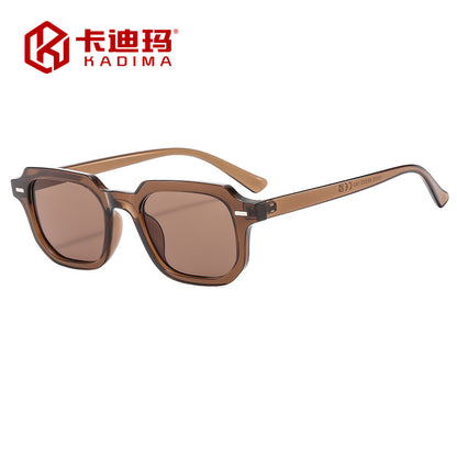 Square Rice Nails New Personality Retro Small Frame Sunglasses Cross Border European and American Men's Hong Kong Style Sunglasses Fashion Suneye