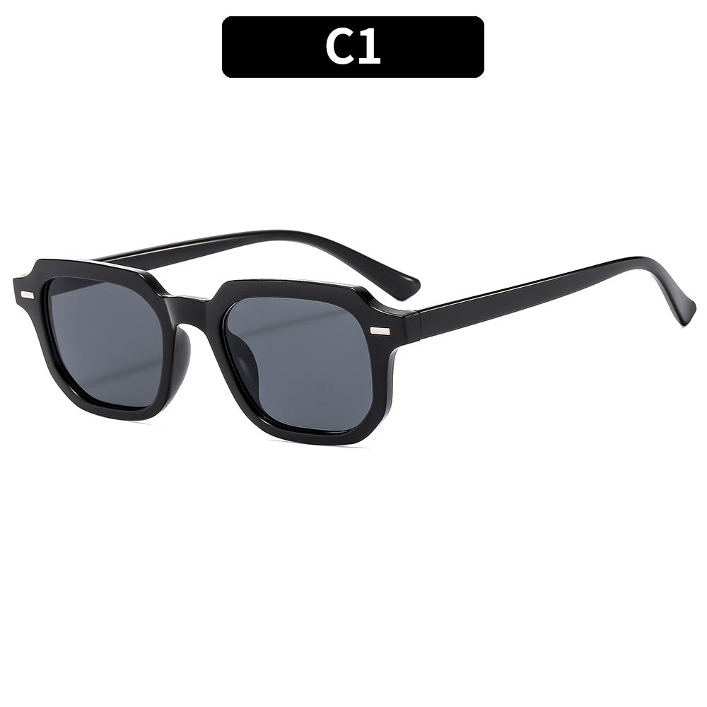 Square Rice Nails New Personality Retro Small Frame Sunglasses Cross Border European and American Men's Hong Kong Style Sunglasses Fashion Suneye