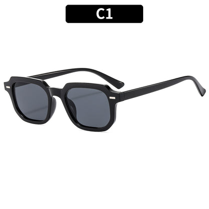 Square Rice Nails New Personality Retro Small Frame Sunglasses Cross Border European and American Men's Hong Kong Style Sunglasses Fashion Suneye