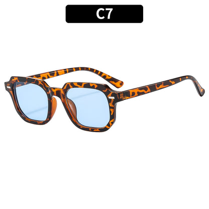 Square Rice Nails New Personality Retro Small Frame Sunglasses Cross Border European and American Men's Hong Kong Style Sunglasses Fashion Suneye