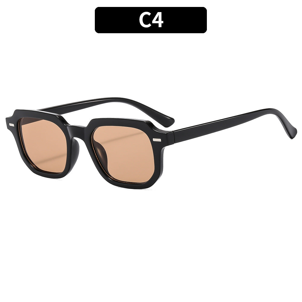 Square Rice Nails New Personality Retro Small Frame Sunglasses Cross Border European and American Men's Hong Kong Style Sunglasses Fashion Suneye