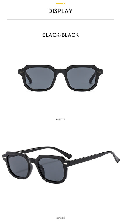 Square Rice Nails New Personality Retro Small Frame Sunglasses Cross Border European and American Men's Hong Kong Style Sunglasses Fashion Suneye