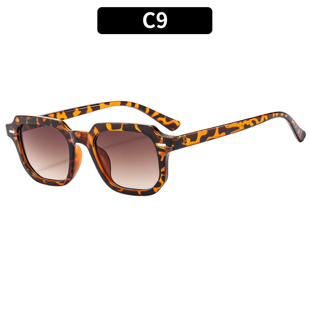 Square Rice Nails New Personality Retro Small Frame Sunglasses Cross Border European and American Men's Hong Kong Style Sunglasses Fashion Suneye